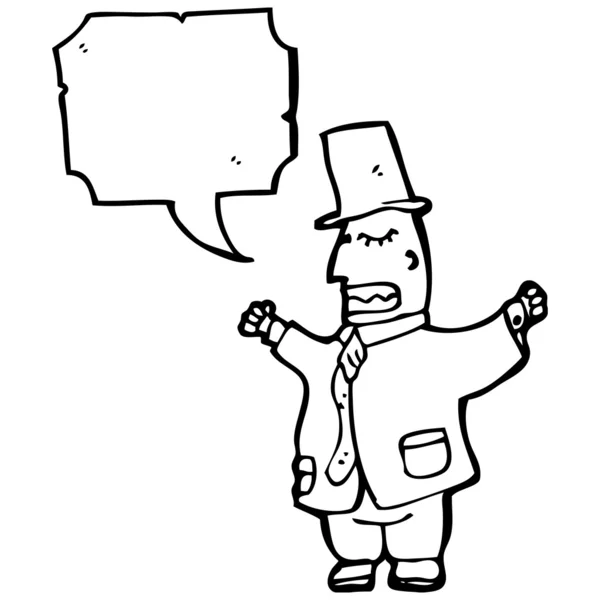 Cartoni animati uomo vittoriano in cappello a cilindro — Vettoriale Stock