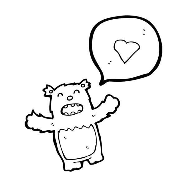 Ours en peluche avec amour coeur bulle de parole — Image vectorielle