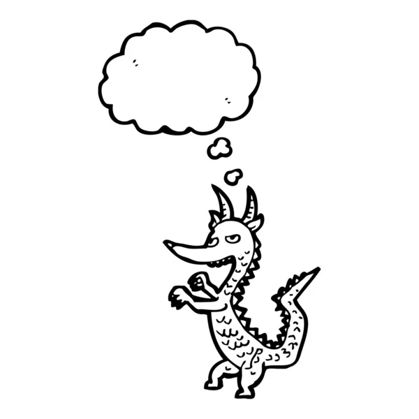 Dragón con burbuja de pensamiento — Vector de stock