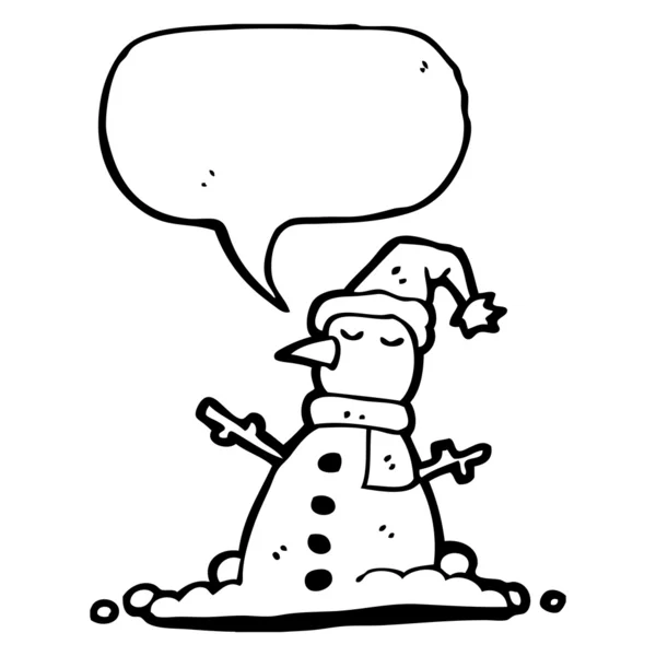Сніговик з бульбашкою думок — стоковий вектор