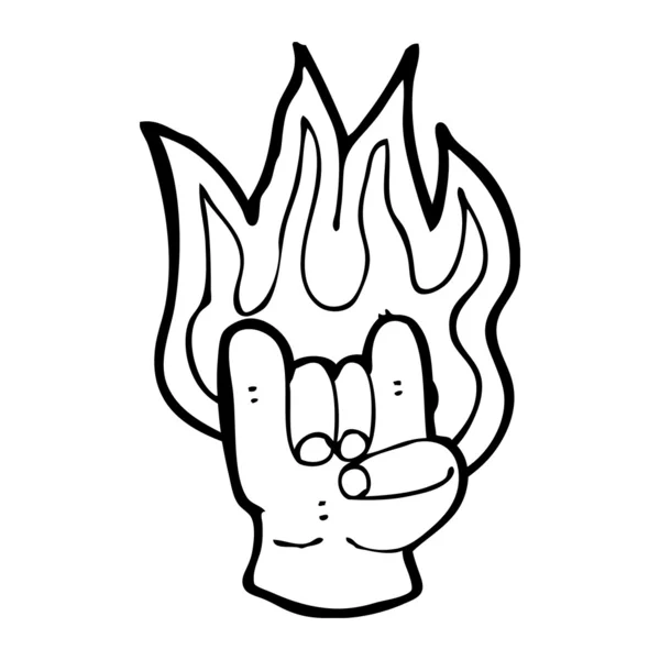Diavolo fiammeggiante mano simbolo — Vettoriale Stock