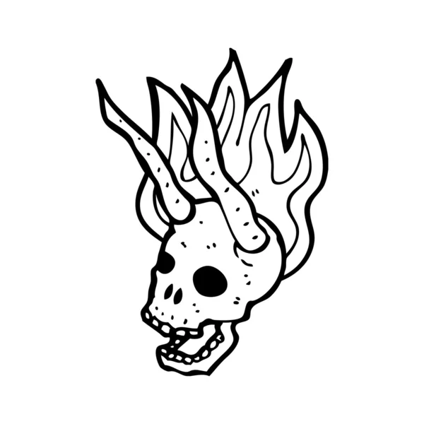 Flaming devil skull — Stock Vector