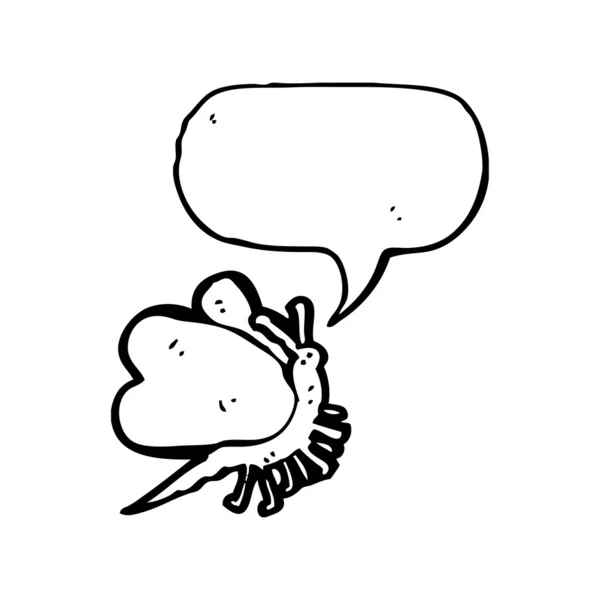 Motýl s řeči bubliny cartoon — Stockový vektor