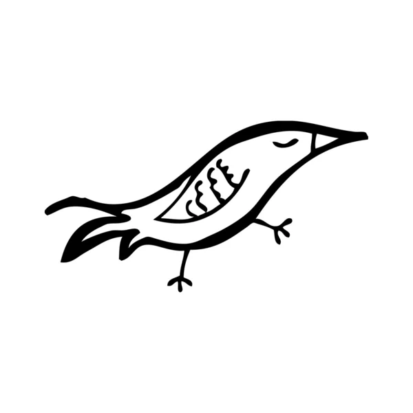 Smal linje fågel ritning — Stock vektor