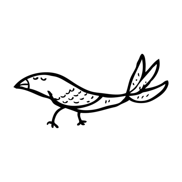 Slender line bird drawing — Stock Vector