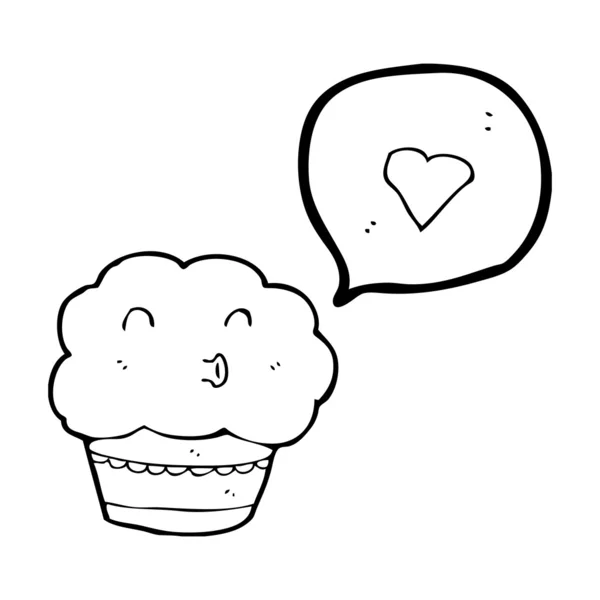 Cupcake com coração de amor — Vetor de Stock