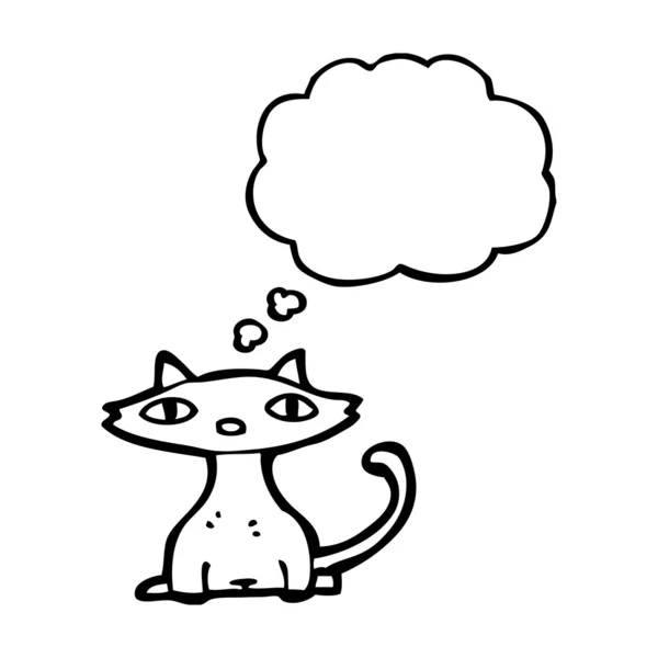 Pequeño gato con burbuja de pensamiento — Vector de stock