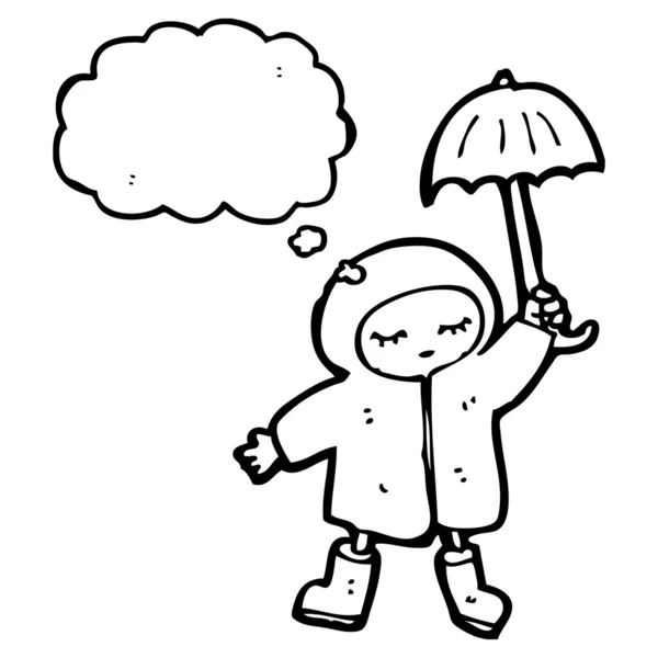 Girl in rain with umbrella — Stock Vector