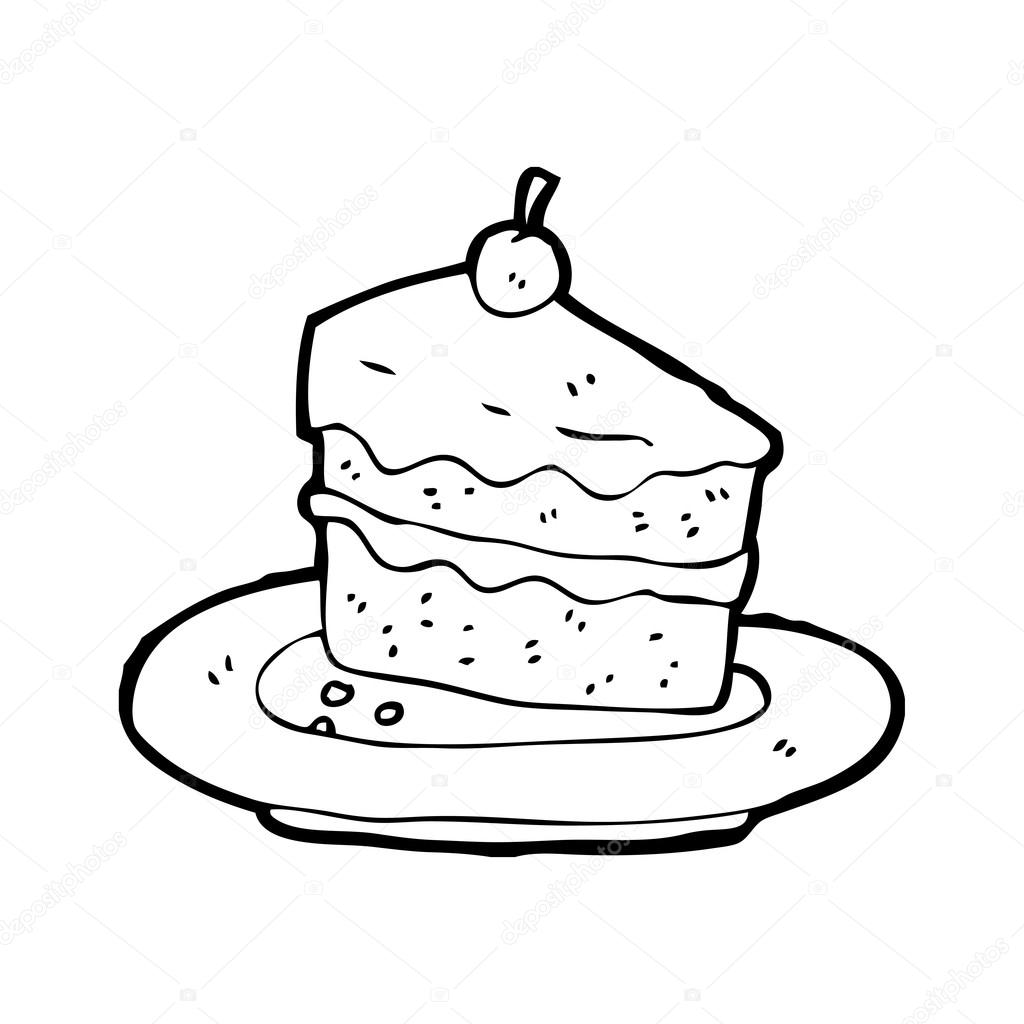 Slice of cake on plate — Stock Vector © lineartestpilot #20158061