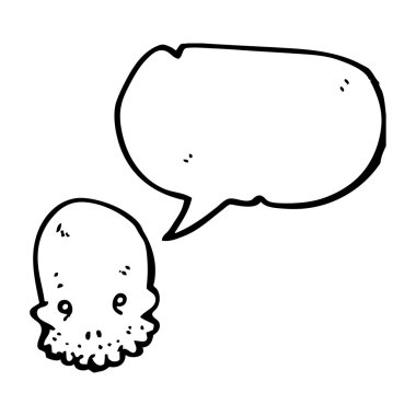 Spooky graffiti stil kafatası ile konuşma balonu