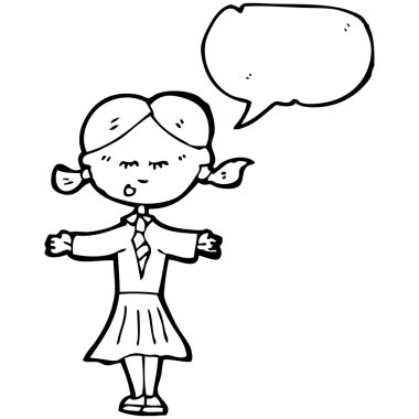 liseli kız ile konuşma balonu