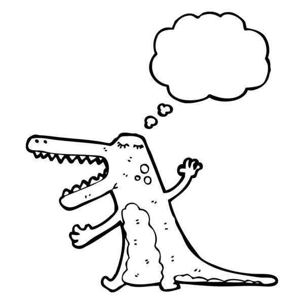 Crocodile with thought bubble — Stock Vector