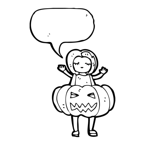 Chica en traje de halloween de calabaza — Archivo Imágenes Vectoriales