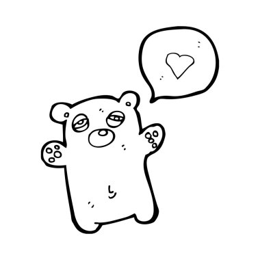 aşk kalp ile komik yorgun bir oyuncak ayı