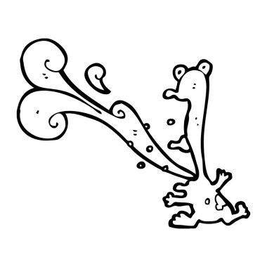 karikatür puking bir kurbağa