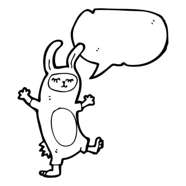 Lapin personne costume avec bulle de parole — Image vectorielle