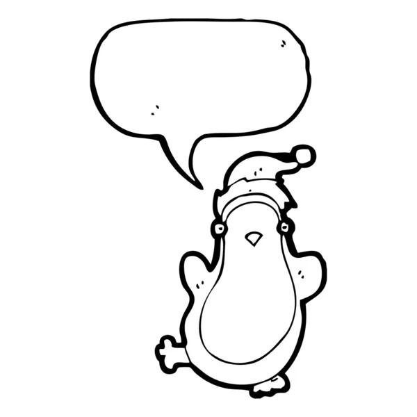 Pingouin dansant au chapeau de Père Noël — Image vectorielle