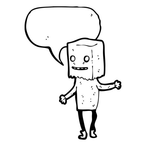 Homme laid avec sac en papier au-dessus de la tête — Image vectorielle