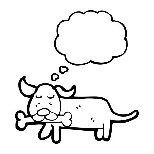 Hund mit Knochen und Gedankenblase — Stockvektor