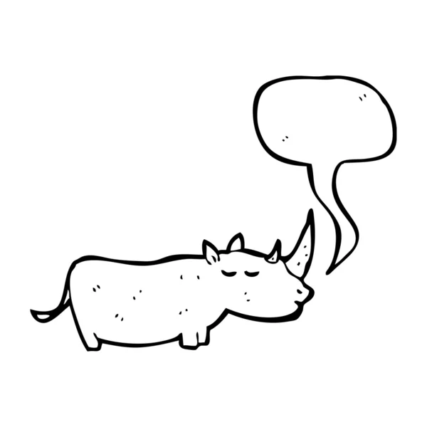Rhino con bolla vocale — Vettoriale Stock