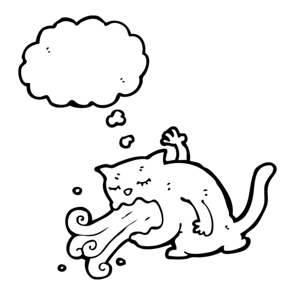 Gross burping cat with thought bubble — Stock Vector