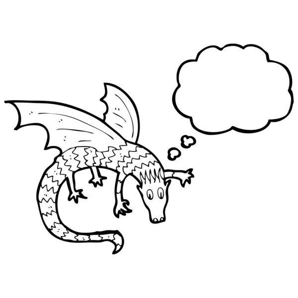 Dragon avec bulle de pensée — Image vectorielle