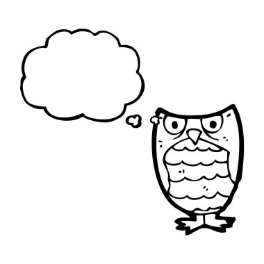 baykuş düşünce balonu ile