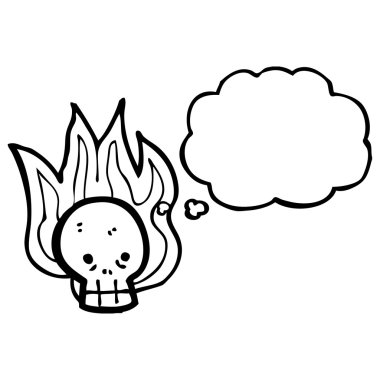 Cadılar Bayramı kafatası düşünce balonu ile yazma