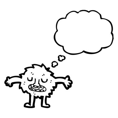 kıllı bir yaratık ile düşünce balonu