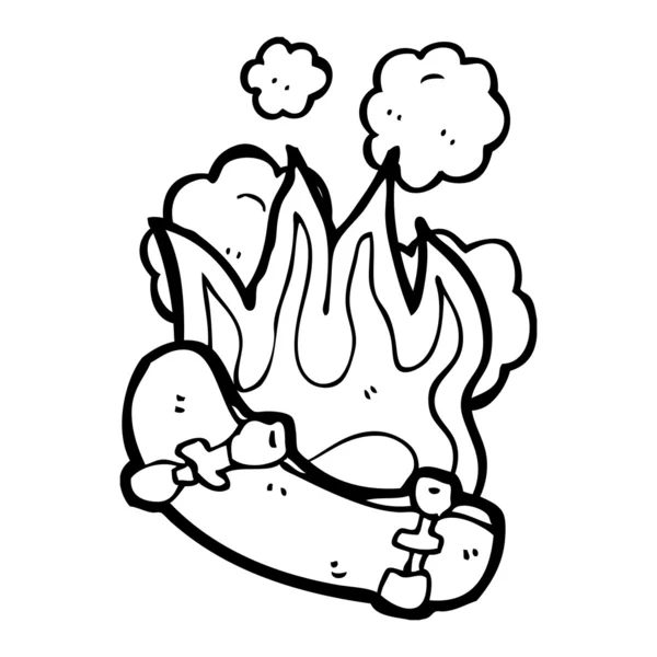 Monopatín en llamas — Vector de stock