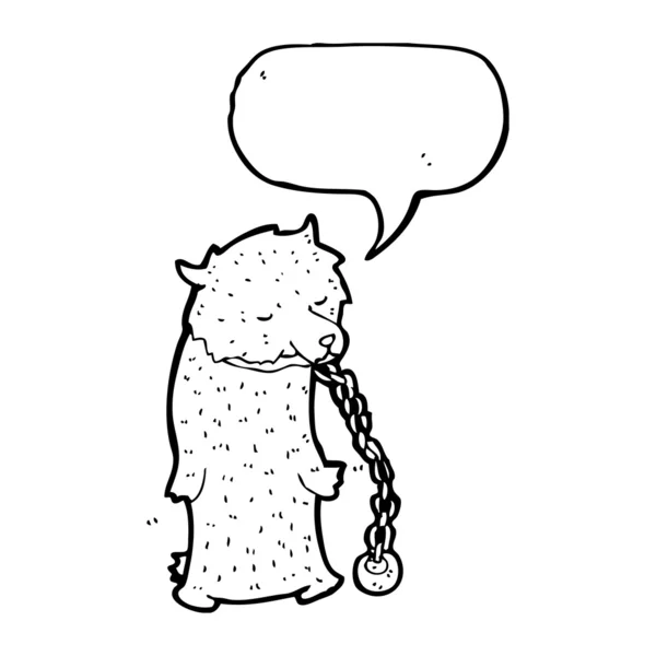Urso dançando acorrentado com bolha de fala — Vetor de Stock