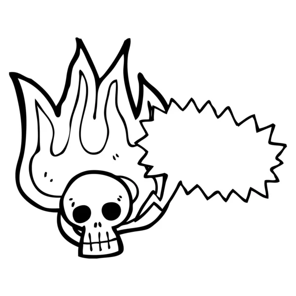 Burning halloween skull with speech bubble — Stock Vector