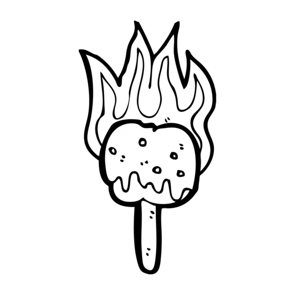 Flaming toffee appel — Stockvector