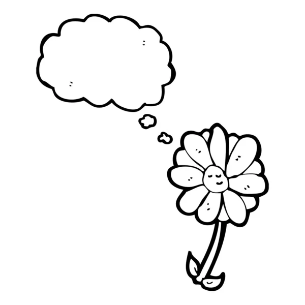 Blumencharakter mit Gedankenblase — Stockvektor