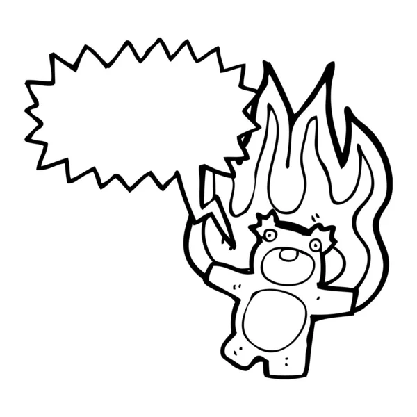 Brennender Teddybär mit Sprechblase — Stockvektor