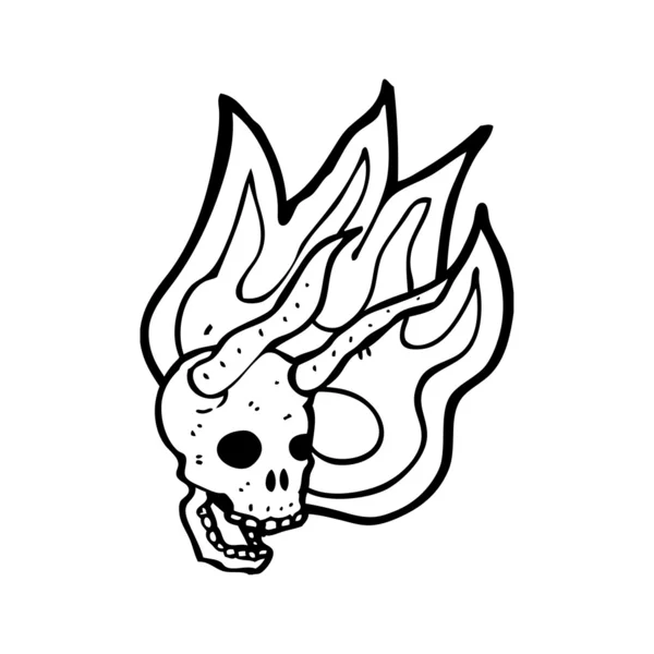 Cráneo de diablo en llamas — Vector de stock