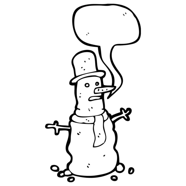 Funny snowman with speech bubble — Stock Vector