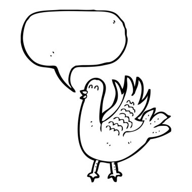 Çırpma kuşla komik konuşma balonu