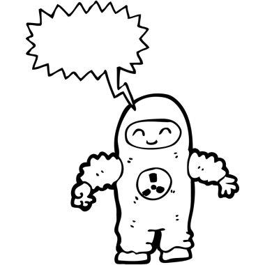 Radyasyon geçirmez takım elbiseli adam