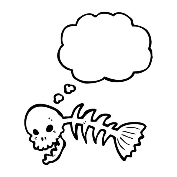 不気味な頭蓋骨の魚の骨 — ストックベクタ