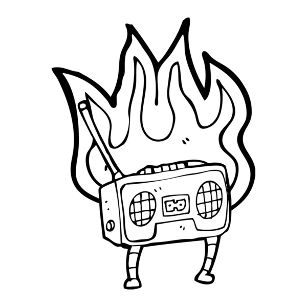 Radio rétro en feu — Image vectorielle