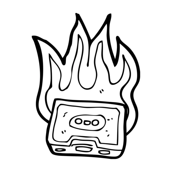 Burning cassette tape — Stock Vector