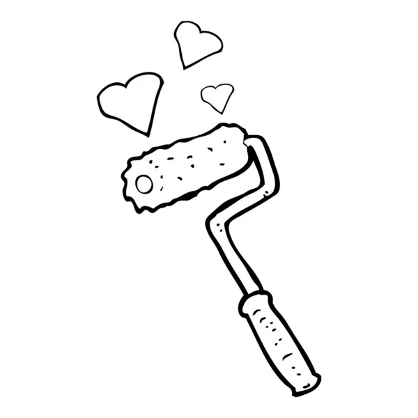 Paint roller and love hearts — Stock Vector