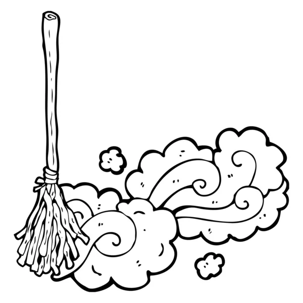 Witch's broom sweeping up — Stock Vector