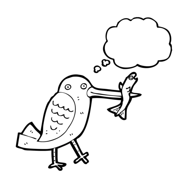 Птица ловит рыбу — стоковый вектор