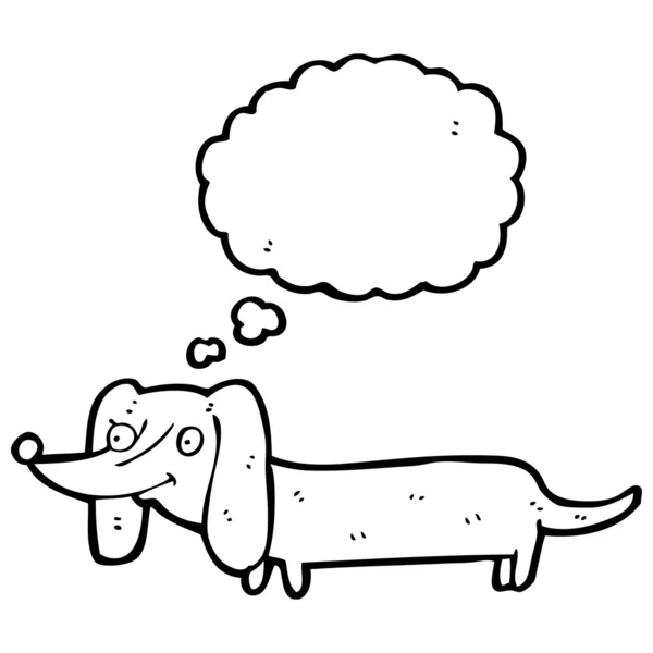 Sausage dog with thought bubble — Stock Vector