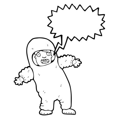 radyasyon elbisesi içinde adam