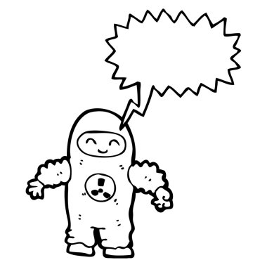 radyasyon elbisesi içinde adam