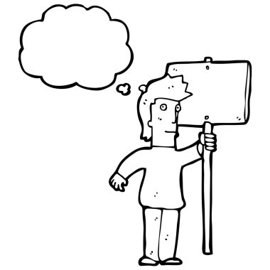 adam holding yön tabelası