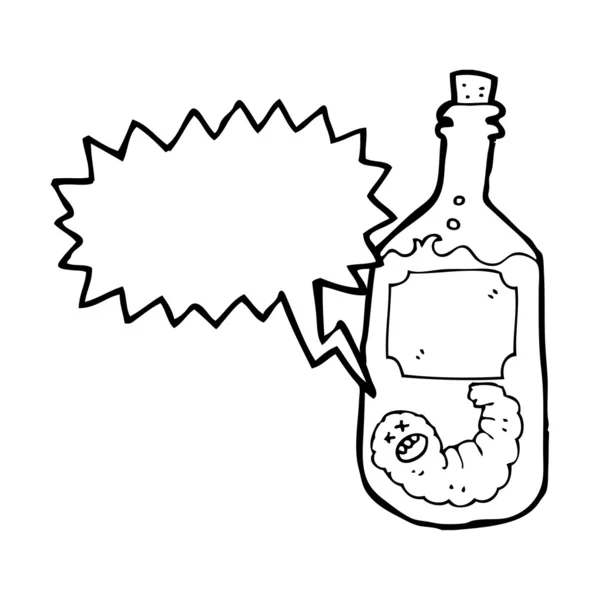 Botella de tequila con gusano — Vector de stock